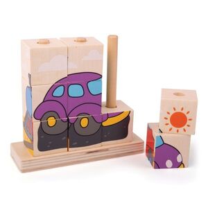 Bigjigs Toys Nasazovací kostky dopravní prostředky obraz