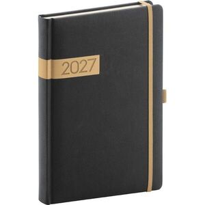 NOTIQUE Twill denní diář 2027, černo-zlatý, A5 15 × 21 cm obraz