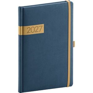 NOTIQUE Twill týdenní diář 2027, modro-zlatý, A5 15 × 21 cm obraz