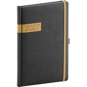 NOTIQUE Twill týdenní diář 2027, černo-zlatý, A5 15 × 21 cm obraz