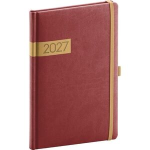 NOTIQUE Twill týdenní diář 2027, bordó-zlatý, A5 15 × 21 cm obraz