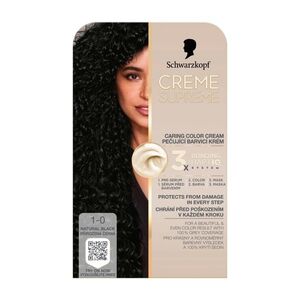 Schwarzkopf Creme Supreme 1-0 přirozená černá barva na vlasy 60 ml obraz