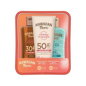 Hawaiian Tropic Glowing Protection Face Cream SPF 50 + Dry oil SPF 30 + After sun lotion cestovní set na opalování 3 ks 50 + 75 + 60 ml obraz