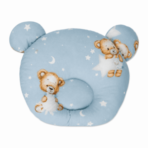 Baby Nellys Bavlněný tvarovaný polštářek Sleep Teddy, modrý obraz
