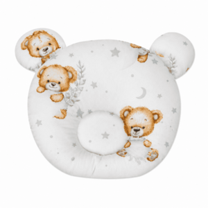 Baby Nellys Bavlněný tvarovaný polštářek Sleepy Teddy, bílý obraz