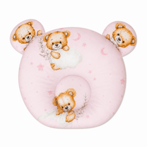 Baby Nellys Bavlněný tvarovaný polštářek Sleep Teddy, růžový obraz