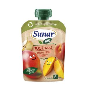 Sunar BIO Jablko, mango, broskev 6m+ kapsička 100 g obraz