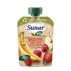 Sunar BIO Banán, jablko, jahoda, malina 4m+ kapsička 100 g obraz