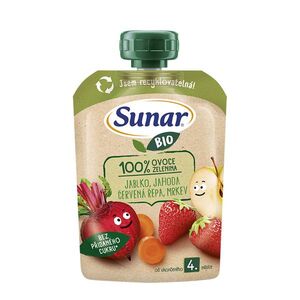 Sunar BIO Jablko, jahoda, červená řepa, mrkev kapsička 100 g obraz