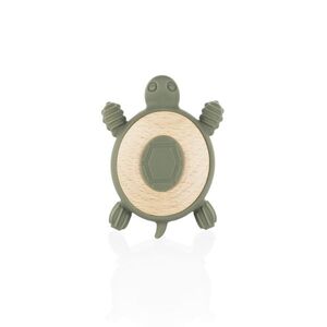 Zopa Silikonové dřevěné kousátko Turtle, Forest Green 3 obraz