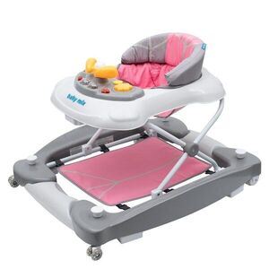 Baby Mix Dětské chodítko s houpačkou a silikonovými kolečky růžové obraz