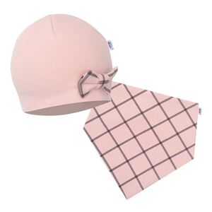 New Baby Kojenecká čepička s šátkem na krk Missy růžová, vel. 86 (12-18m) obraz