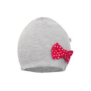 New Baby Kojenecká čepička s šátkem na krk Missy šedo-červená, vel. 68 (4-6m) obraz