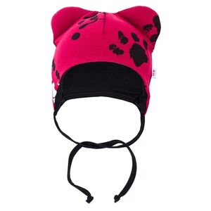 New Baby Kojenecká bavlněná čepička s oušky tlapka tmavě růžová, vel. 62 (3-6m) obraz