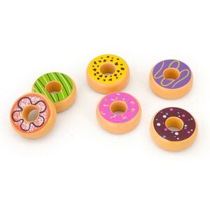 Viga Dětská dřevěná hračka sada 6 dřevěných donutů obraz