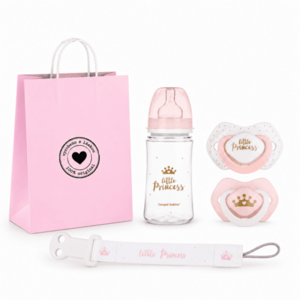 Canpol babies Dárková sada Little Princess 6–18m, lahvička, dudlíky, řetízek, taška zdarma obraz