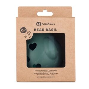 Petite&Mars Bear Basil 0m+ silikonová hračka s chrastítkem 1 ks misty green obraz
