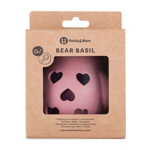 Petite&Mars Bear Basil 0m+ silikonová hračka s chrastítkem 1 ks dusty rose obraz