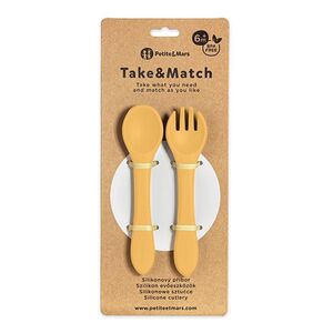 Petite&Mars Take&Match Silikonový příbor 6m+ 2 ks intense ochre obraz