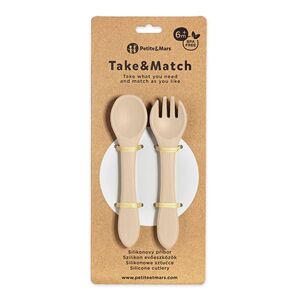 Petite&Mars Take&Match Silikonový příbor 6m+ 2 ks desert sand obraz