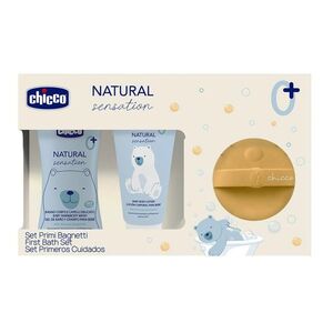 Chicco Dárková sada kosmetiky Natural Sensation + silikonová mycí houbička méďa obraz