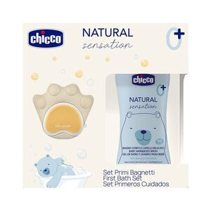 Chicco Dárková sada kosmetiky Natural Sensation + silikonová mycí houbička tlapka obraz