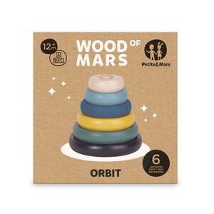 Petite&Mars Orbit Wood of Mars 12m+ hračka dřevěná stohovací 1 ks cosmic blue obraz