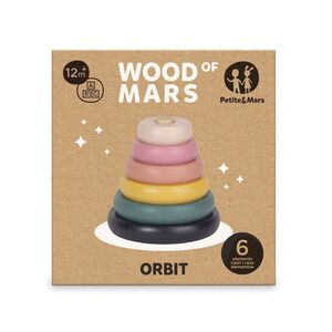 Petite&Mars Orbit Wood of Mars 12m+ hračka dřevěná stohovací 1 ks aurora pink obraz