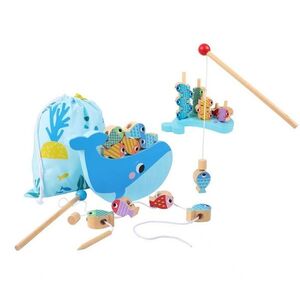 2Kids Toys Motorická hra 3v1 Velryba – rybaření, navlékání, třídění, cert. dřevo, 3+ obraz