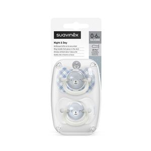Suavinex Šidítko DEN&NOC fyziologické silikonové WILD&FREE 0-6m 2 ks modré obraz