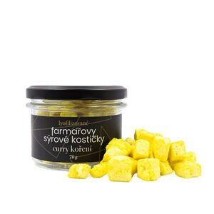 Lyopotraviny Farmářovy sýrové kostičky - curry koření, 70 g, sklo obraz