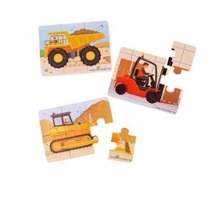 Bigjigs Toys Puzzle 3v1 Stavební stroje obraz