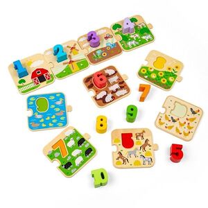 Bigjigs Toys Puzzle s obrázky a čísly obraz
