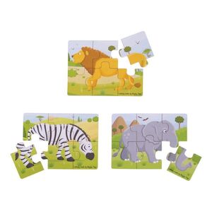 Bigjigs Toys Puzzle 3v1 safari zvířátka obraz