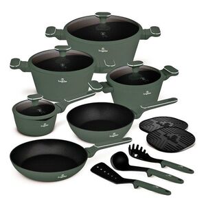 Berlingerhaus Sada nádobí s titanovým povrchem 15 ks Matte Green Collection obraz