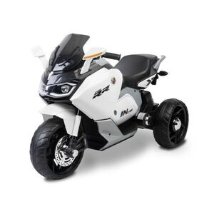 Toyz Elektrická tříkolová motorka pro děti – 2 motory, LED, USB, bílá obraz