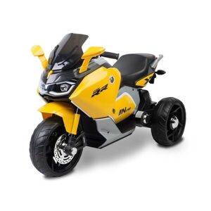 Toyz Elektrická tříkolová motorka pro děti – 2 motory, LED, USB, žlutá obraz