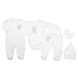 Baby Nellys Soupravička do porodnice pro miminko, 5D, Little Teddy, bílá, vel. 56 obraz