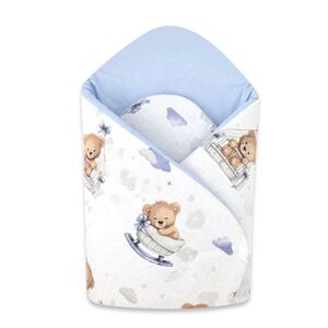 Baby Nellys Bavlněná zavinovačka pro miminka 75×75 cm – měkká, na suchý zip, Medvídci modří obraz