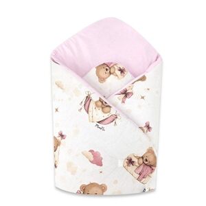 Baby Nellys Bavlněná zavinovačka pro miminka 75×75 cm – měkká, na suchý zip, Medvídci růžoví obraz