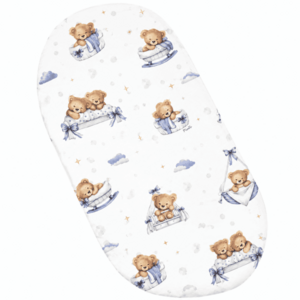 Baby Nellys Prostěradlo do kočárku, koše, bavlna, Medvídci - modří obraz