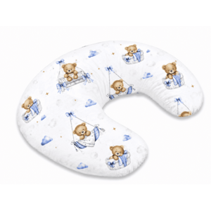 Baby Nellys Kojící polštář/podkova, bavlna, Medvídci, modrý, ergonomický polštář pro kojení obraz