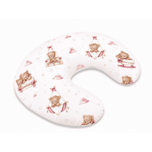 Baby Nellys Kojící polštář/podkova, bavlna, Medvídci, růžový, ergonomický polštář pro kojení obraz