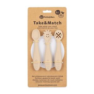 Petite&Mars Set 3 ks silikonových tréninkových lžiček Take&Match Desert Sand 6m+ obraz