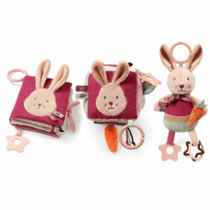 Babyono Velká sada senzorických hraček Rabbit, knížka, závěsná hračka obraz