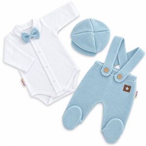 Baby Nellys Pletená souprava Gentleman 3D, body, polodupačky, čepička, sv. modrá, 62 obraz