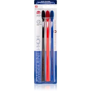 Swissdent Profi Colours zubní kartáčky soft - medium black, red, blue 3 ks obraz