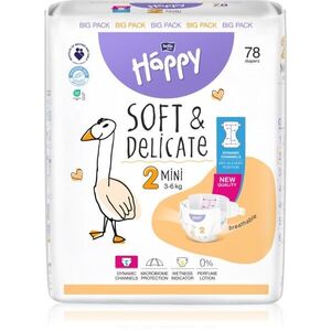 BELLA Baby Happy Soft&Delicate jednorázové pleny s kanálky Mini 3-6 kg 78 ks obraz