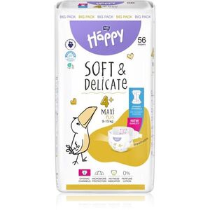 BELLA Baby Happy Soft&Delicate jednorázové pleny s kanálky Maxi Plus 9-15 kg 56 ks obraz