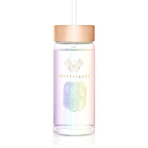 Crystallove Clear Quartz Straw Water Bottle skleněná láhev na vodu s brčkem Hologram 400 ml obraz
